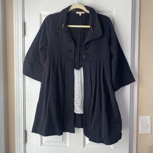 Closet | Dark Blue Pleated Pea Coat